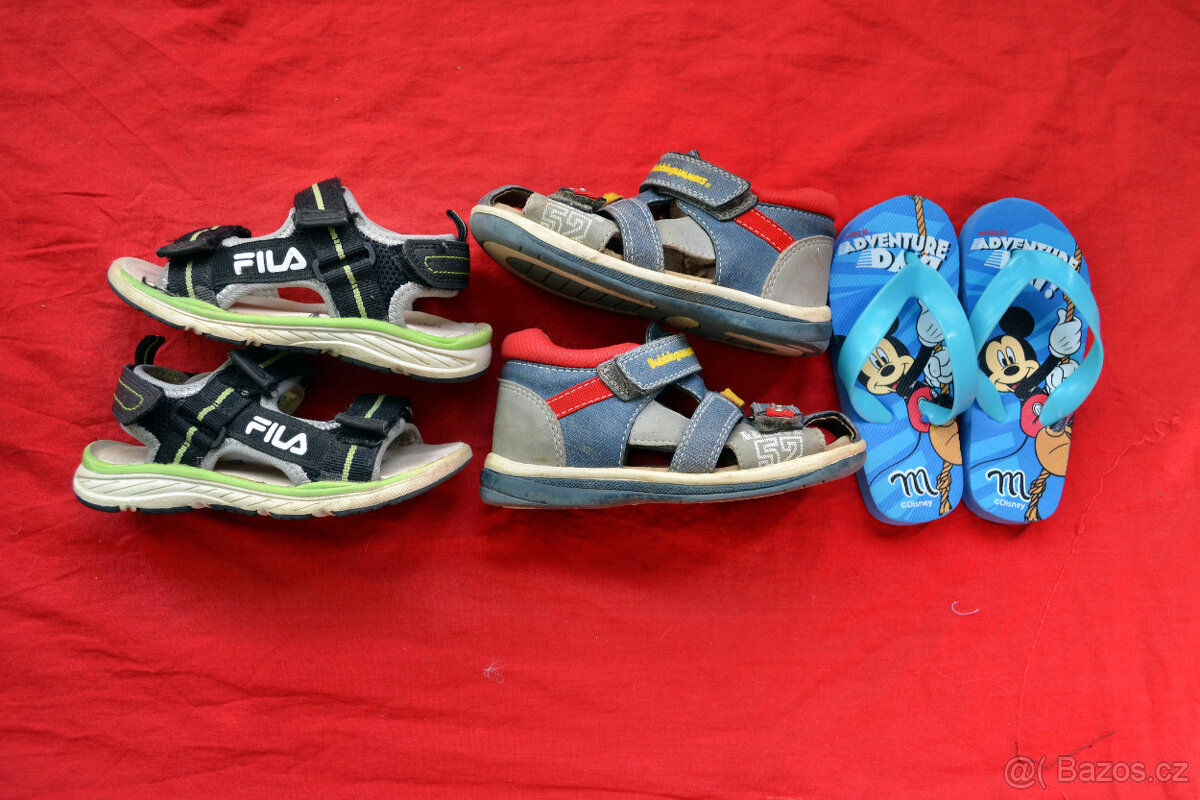 3 páry-sandálky Fila, Baťa,nové Disney v.25,cena za vše