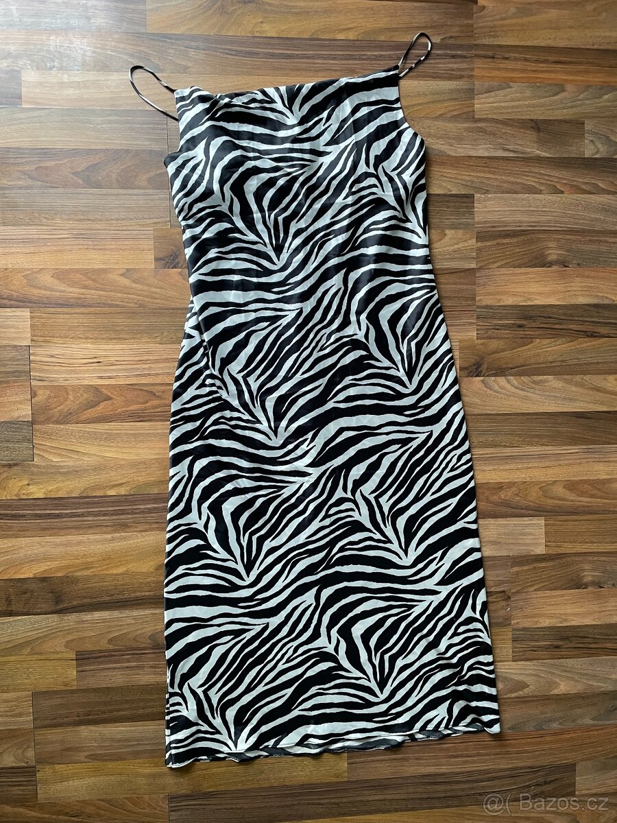 Zebra saténové šaty, vel XL, New look