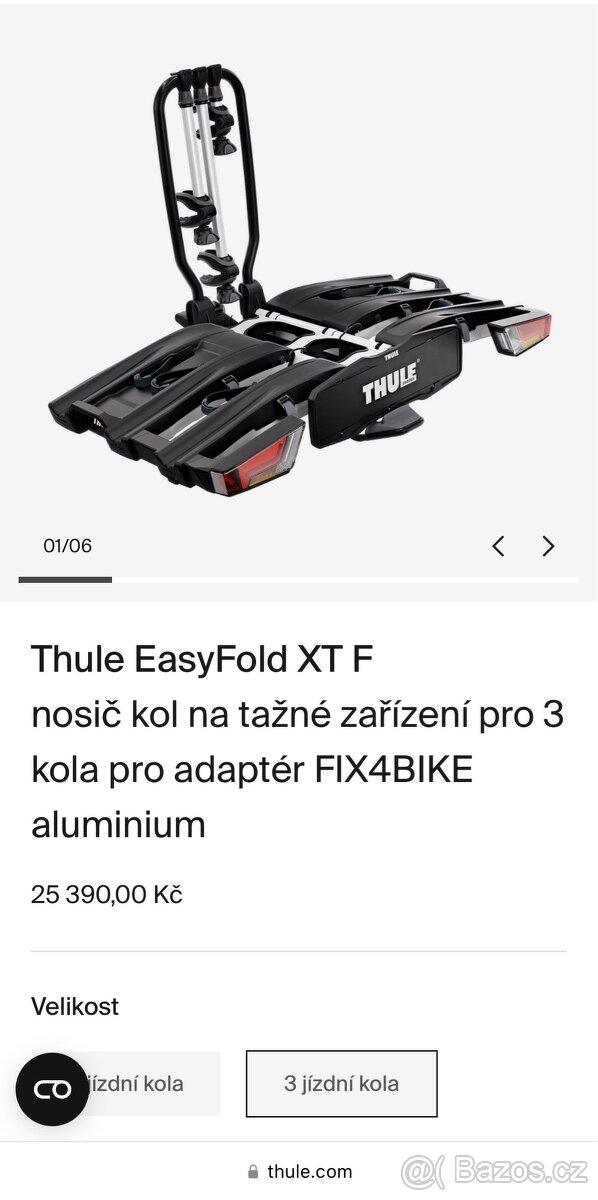 Nosič kol na TZ Thule EasyFold XT 3B FIX4BIKE 966