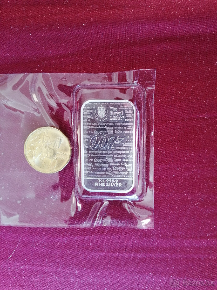 Investiční stříbro: 1 oz slitek James Bond 2020 (1. vyd.)