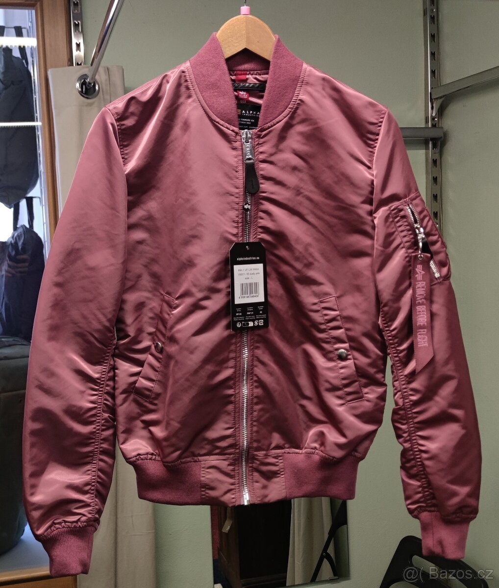 Růžová bunda Alpha Industries MA1 vf lw wmn vel.L