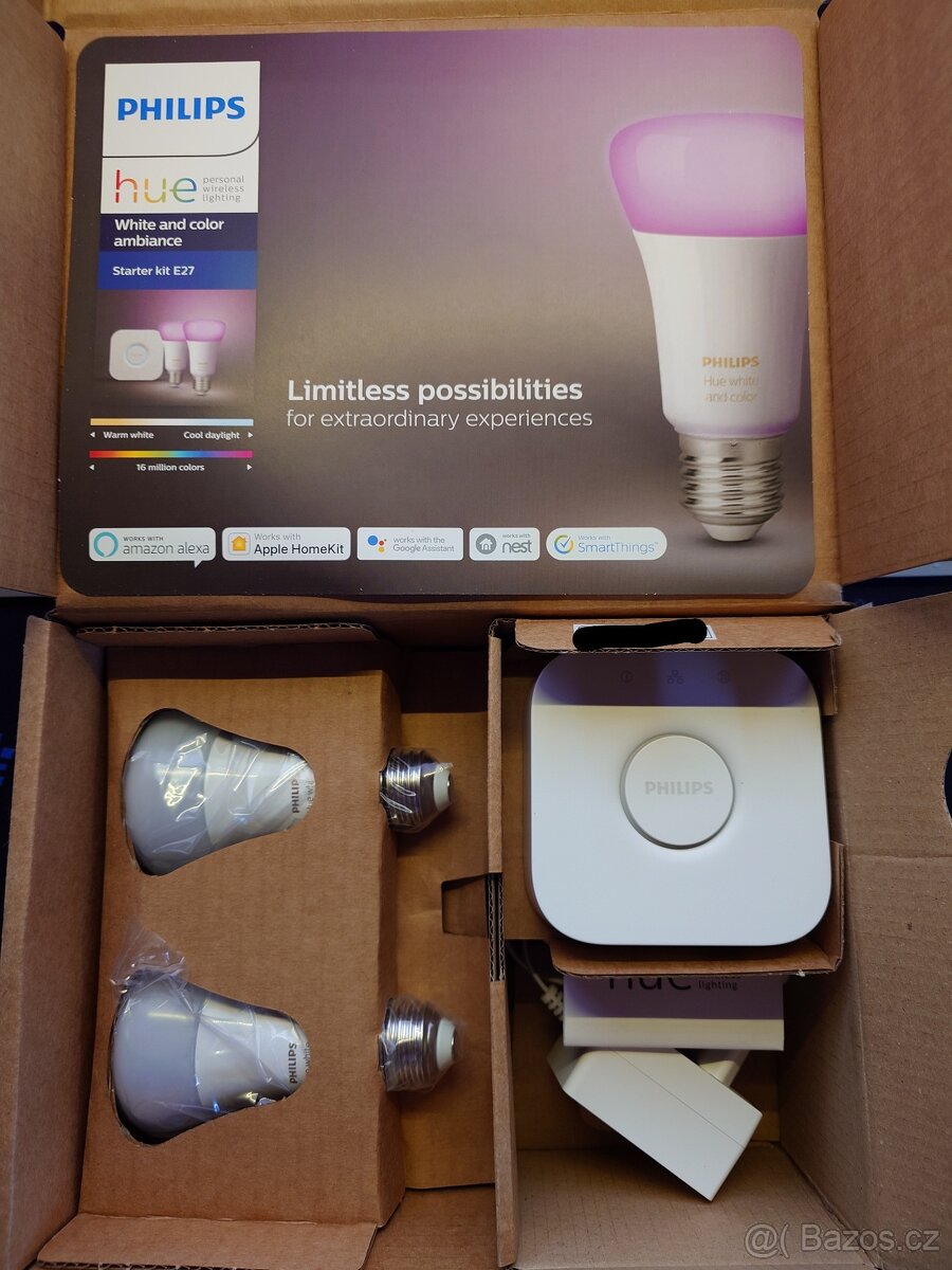 Philips Hue - Starter kit (2x barevná žárovka + bridge) nové