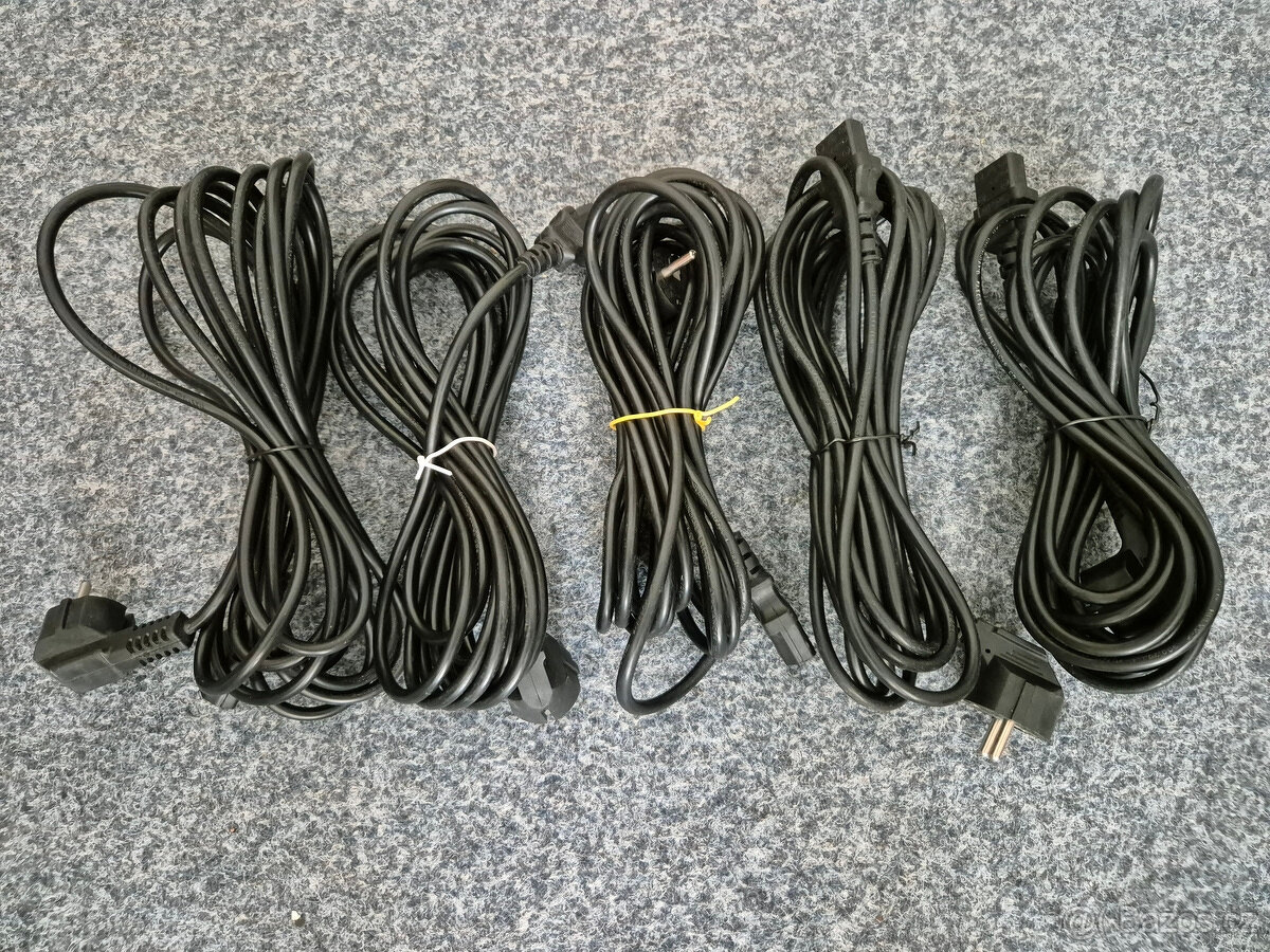 5ks Napájecí síťový kabel k PC nebo monitoru 5m 