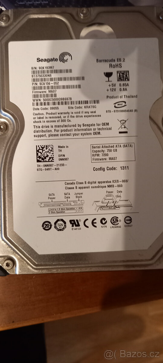 3,5" HDD SATA 750 GB 7200RPM - 2ks