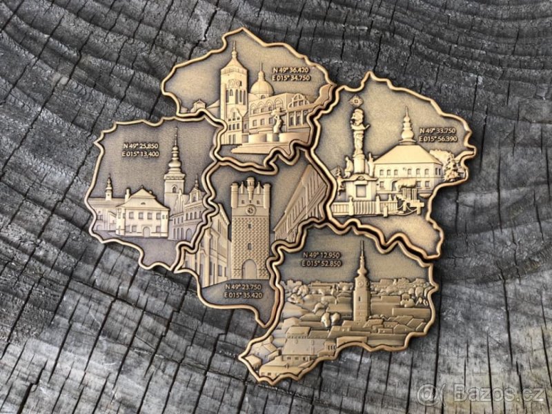 GeoVysocina Regions Geocoins sada 5 ks Ant. Gold