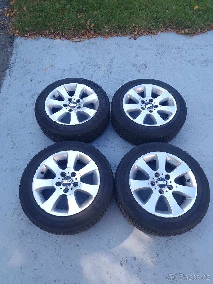 Alu kola BBS 5x120,7x16,BMW,T5 ,205/55/16zimní pneu Michelin