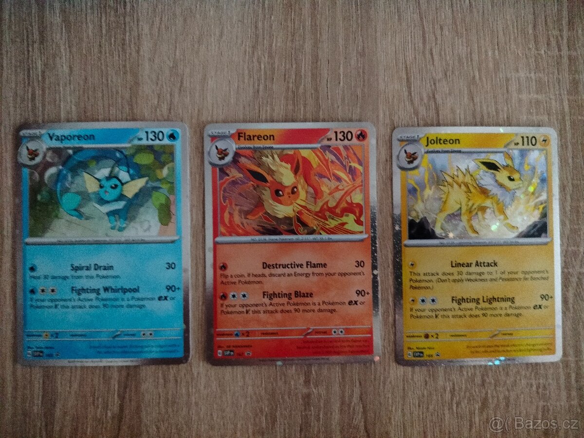 Pokémon promo karty - Jolteon, Flareon a Vaporeon