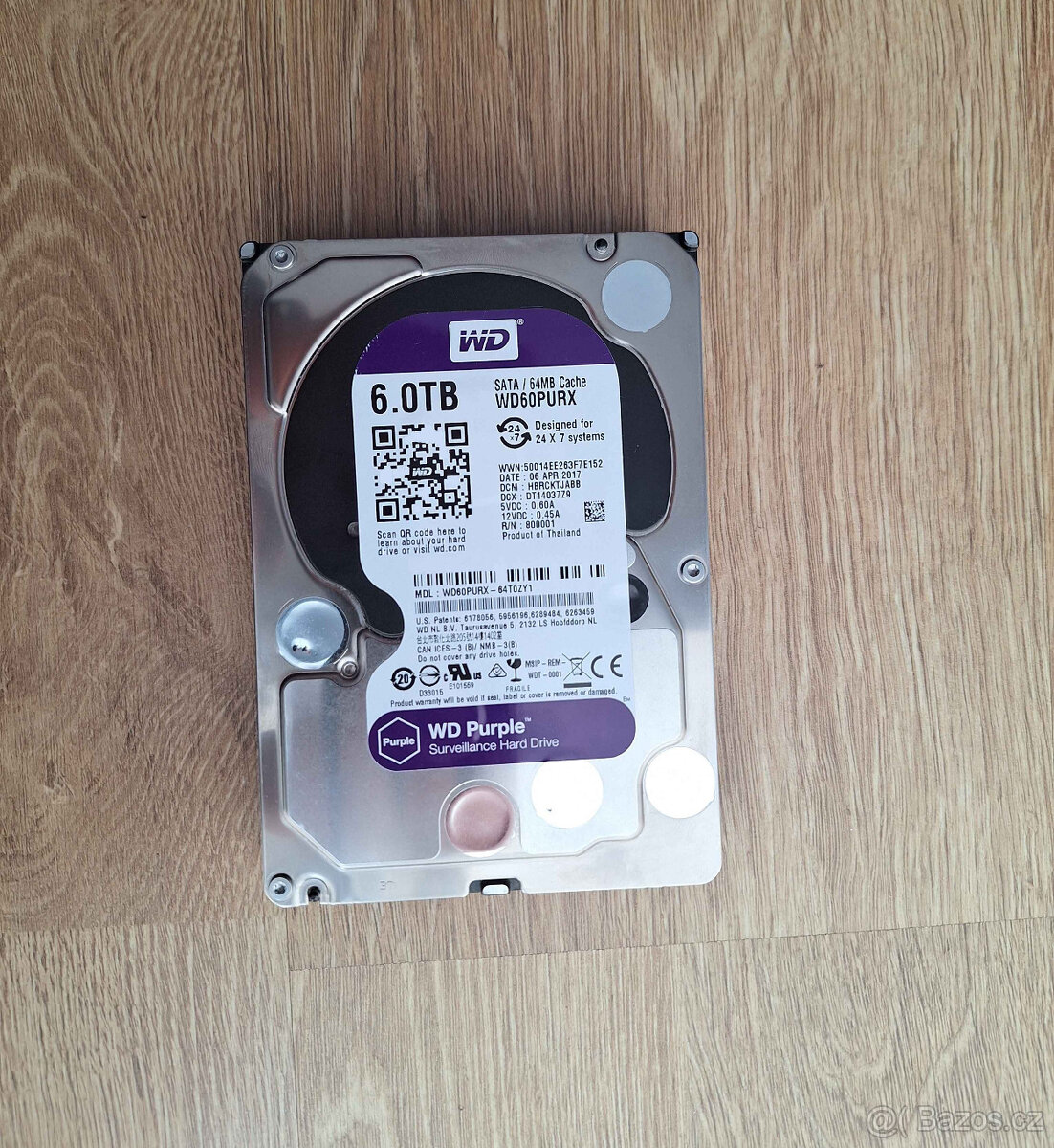 6TB HDD 3.5", Western Digital PURPLE WD60PURX