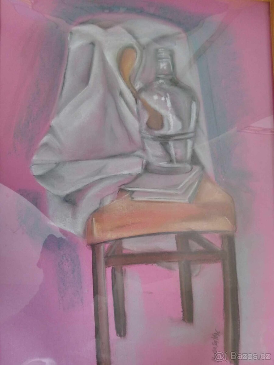 Obraz židle, pastel, k zarámování.