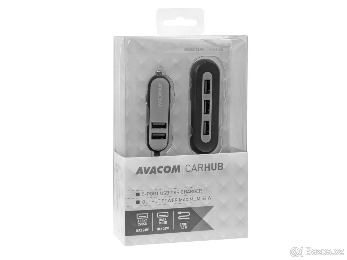 Nabíječka USB do auta - 5x USB rozbočovač