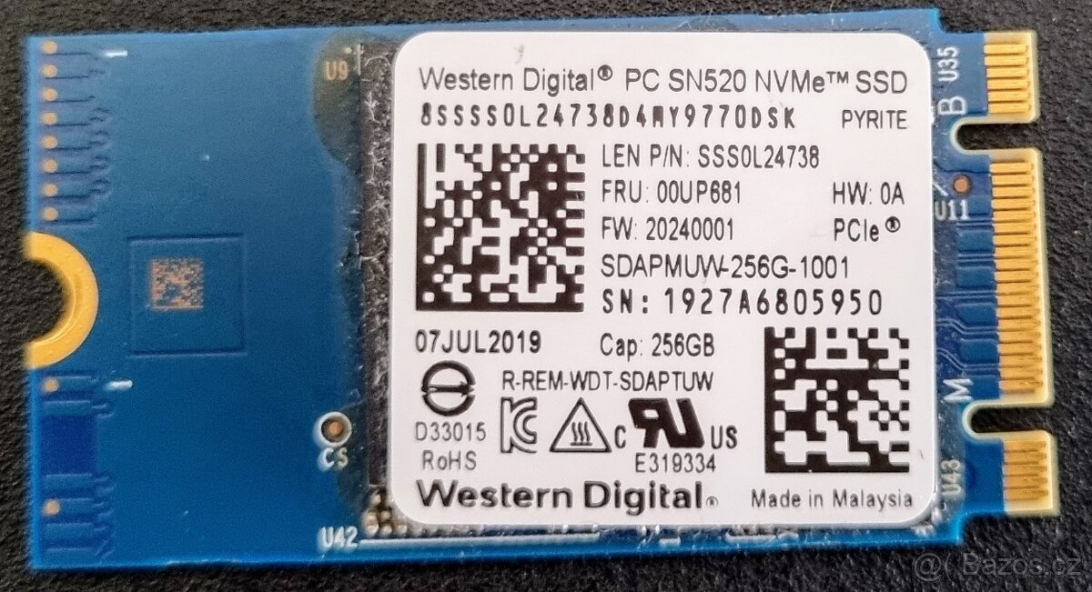 Prodám WD NVMe SSD disk 250GB