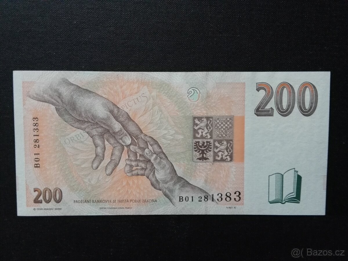 200 KČ (1996) VZÁCNÁ PRVNÍ SÉRIE B01,UNC