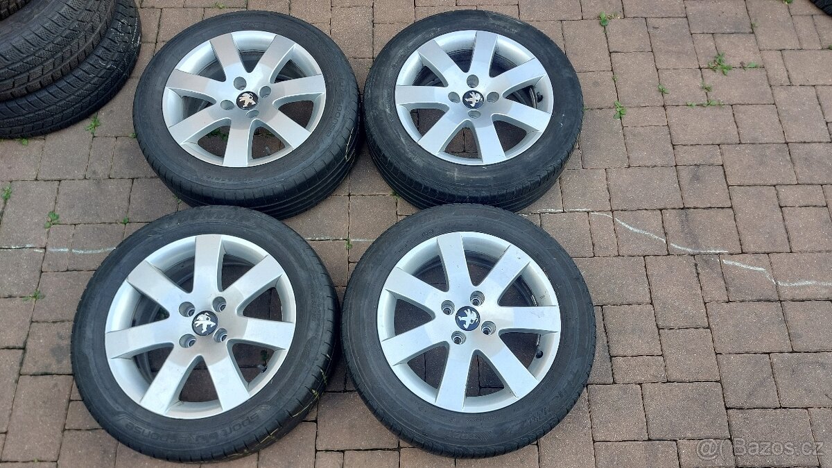 ALU letní 16", orig PEUGEOT, rozteč 4x108mm, pneu 205/55/16