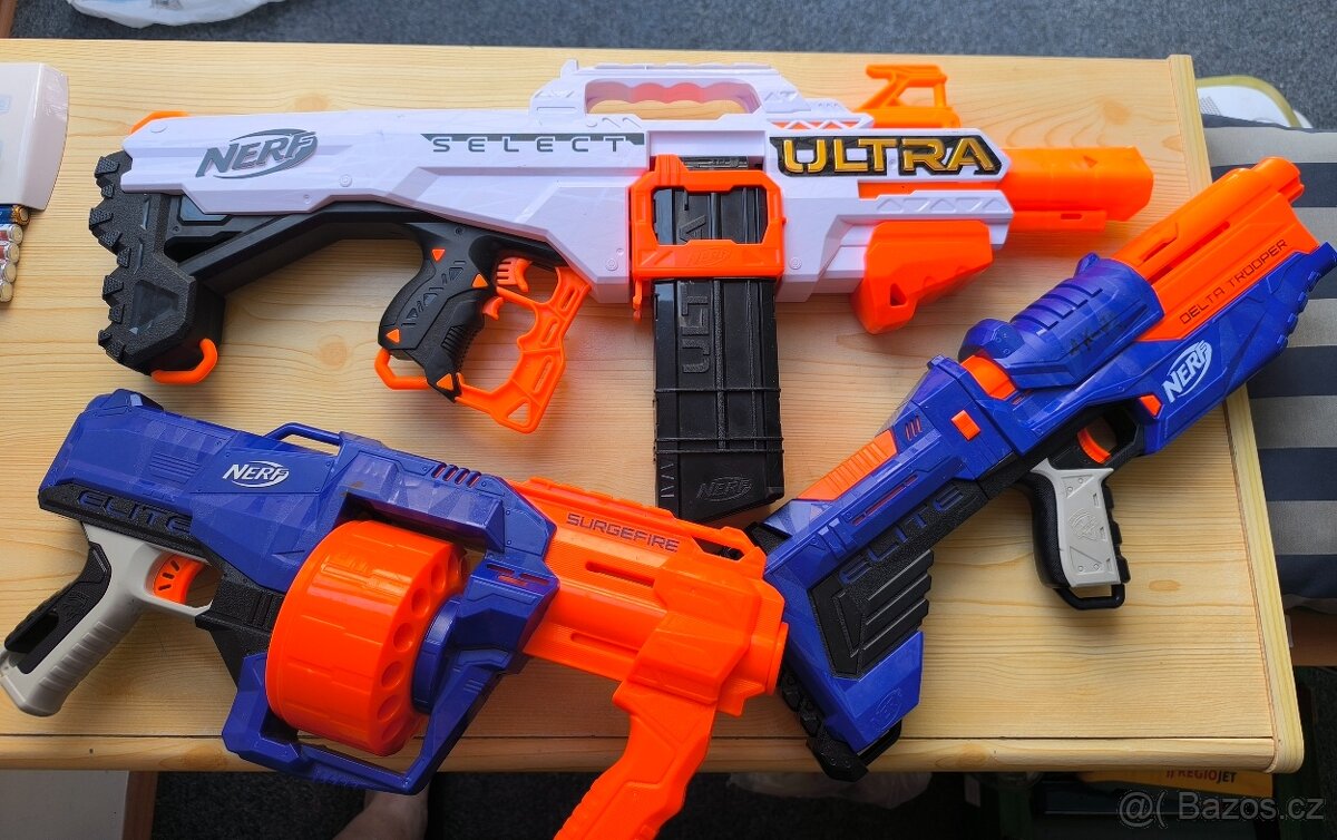 3x Kulomet NERF ULTRA, DELTA TROOPER, SURGEFIRE Bez Nábojů.