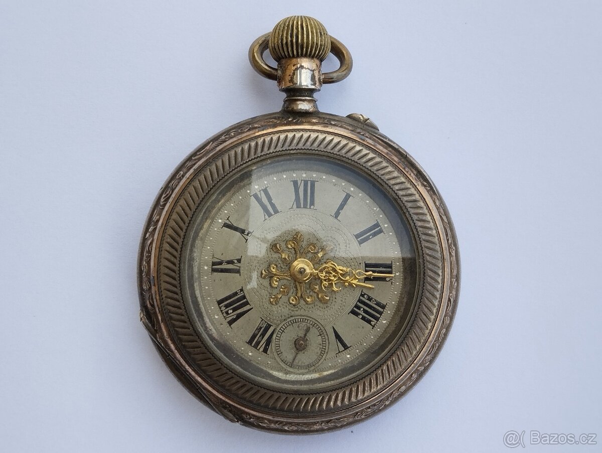 Velmi staré pánské kapesní bohatě zdobené hodiny Remontoir