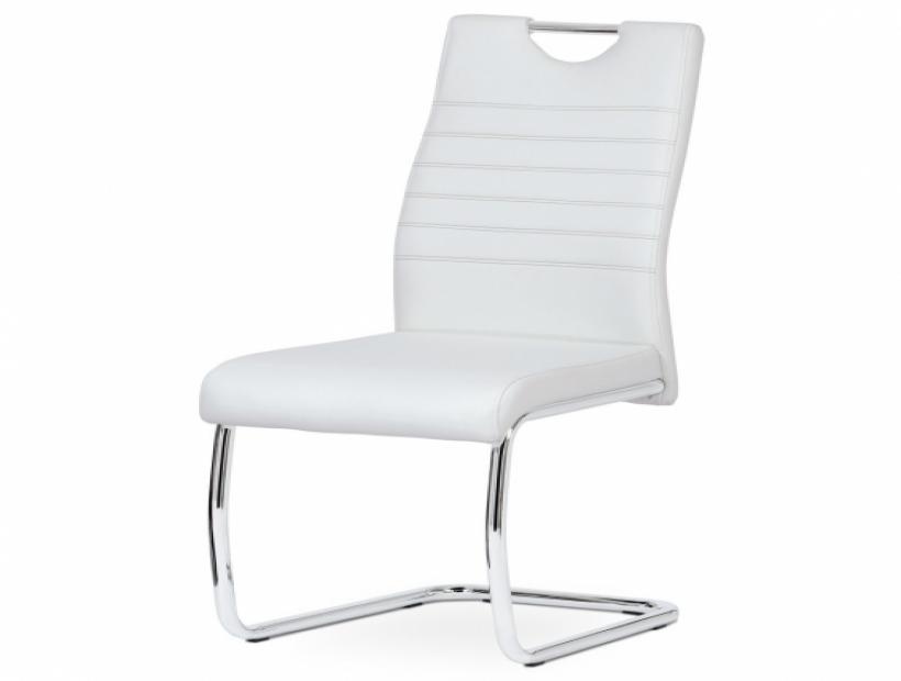 Jídelní židle nohy chrom bílá barva DCL-418 WT