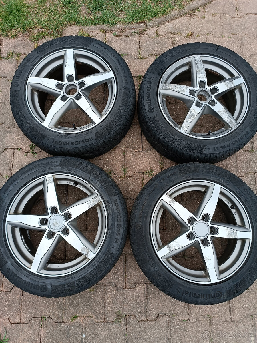 Alu Kola 5x112, Zimní pneu 205/55 R16, 7Jx16H2