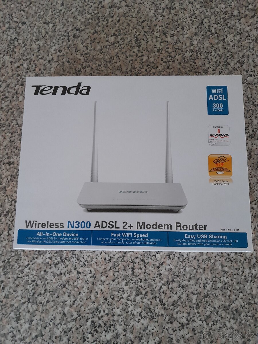 Modem Router Tenda N300 ADSL 2+