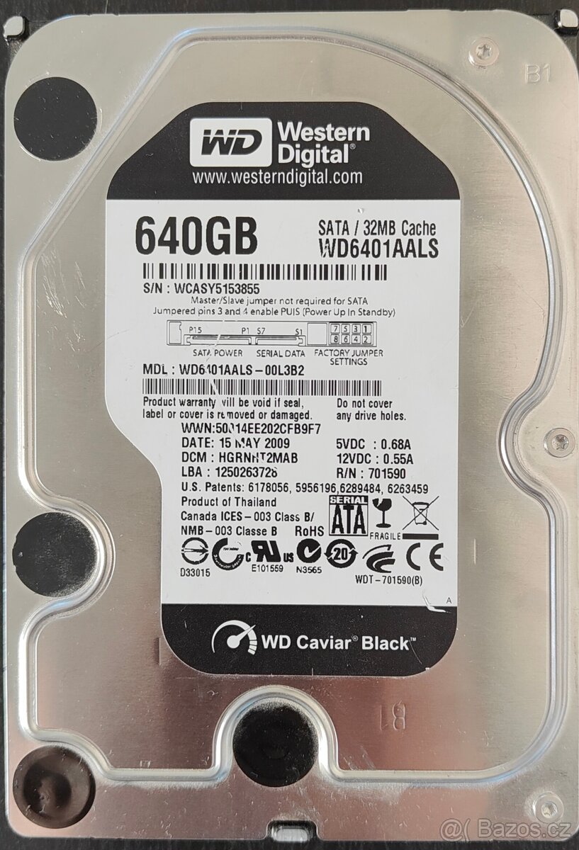 Pevný disk Western Digital WD CAVIAR BLACK WD6401AALS 640GB