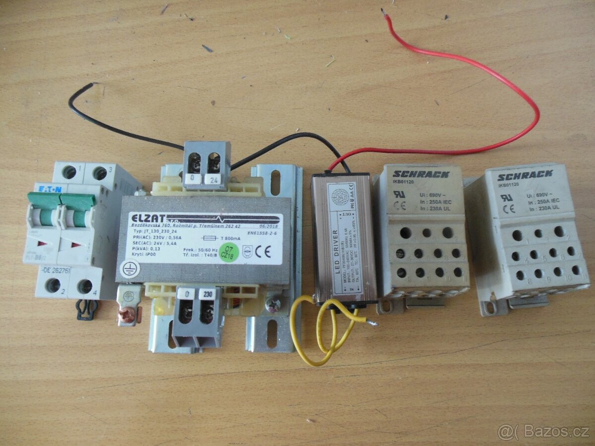 trafo 230/24V/5,3A jistič 6A/B et27-36V DC0,9A Tlumivka