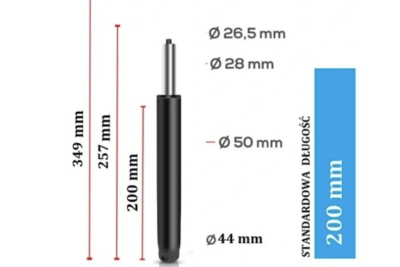 Píst židlový 200mm Černá ,tří: 4,Nosnost: 150 Kg