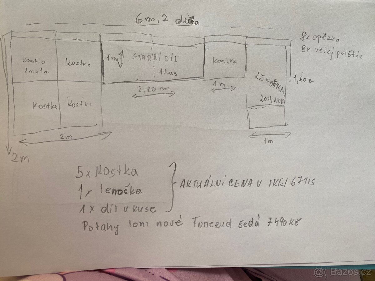 Prodám velkou modulární sedačku Söderhamn Ikea