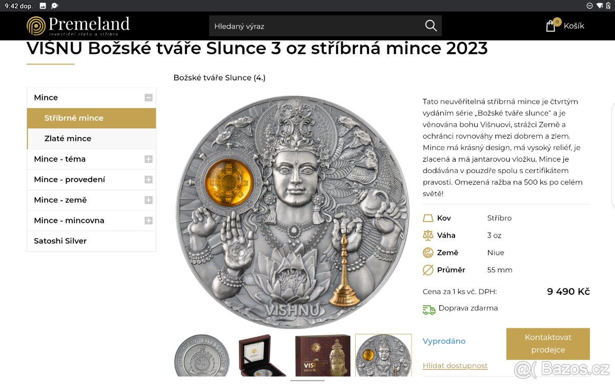 3 Oz Stříbrná mince Vishnu