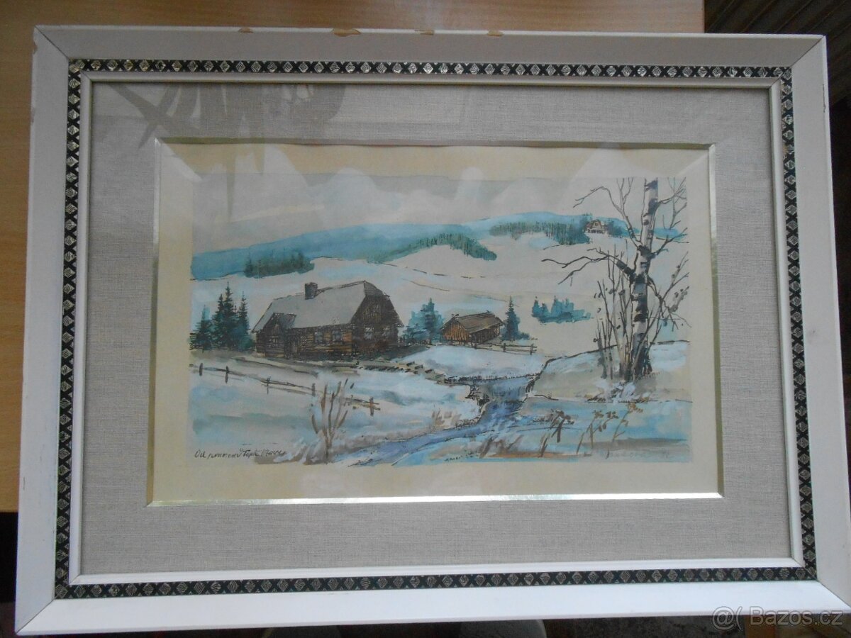 Obraz B.Mánková Od pramenů Teplé Vltavy- malba 40x25cm