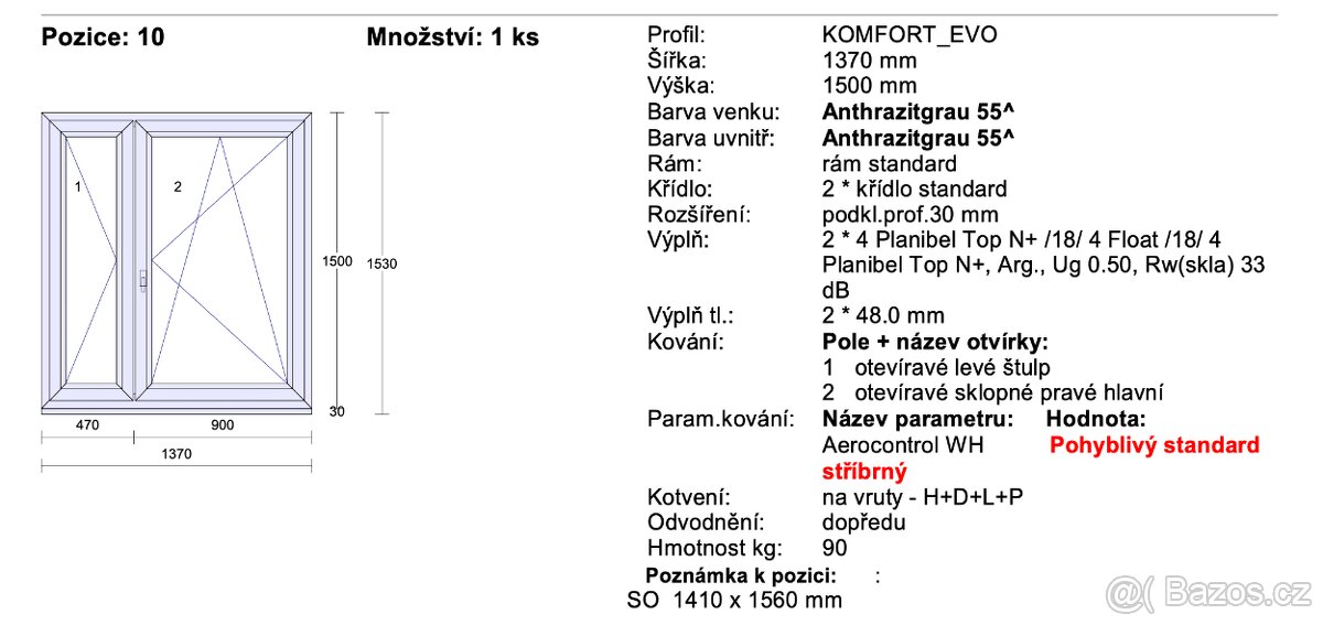 Prodám zánovní okno VEKRA