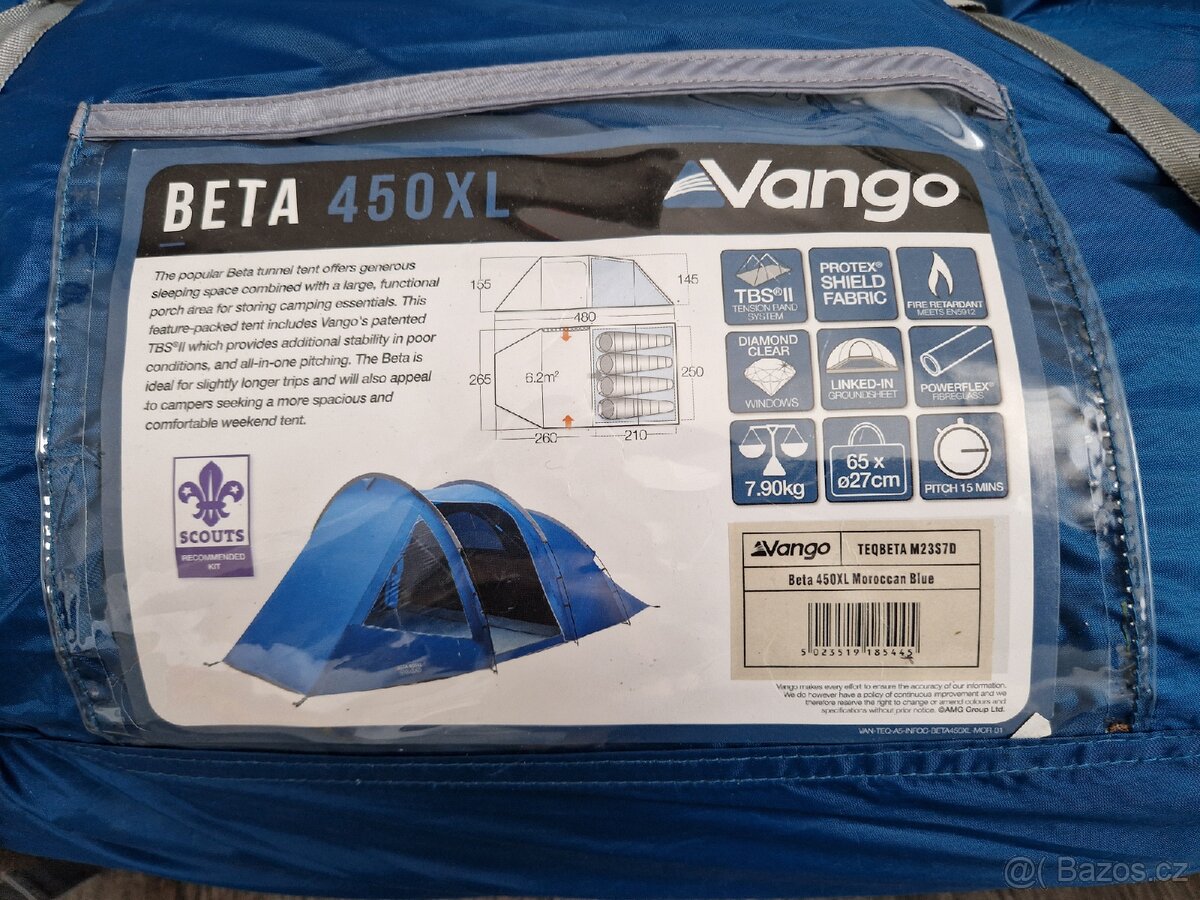 Stan Vango Beta 450XL Moroccan Blue,
Použitý pouze 3x