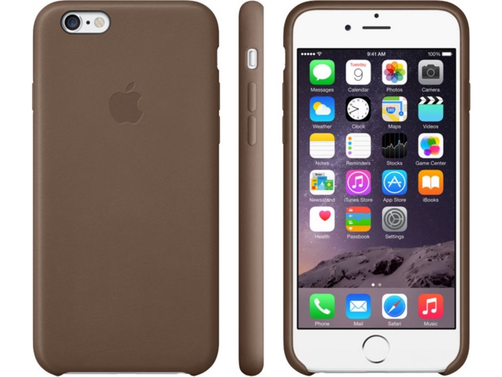 Apple iPhone 6 Plus Leather Case Olive Brown, ORIGINÁL, NOVÉ