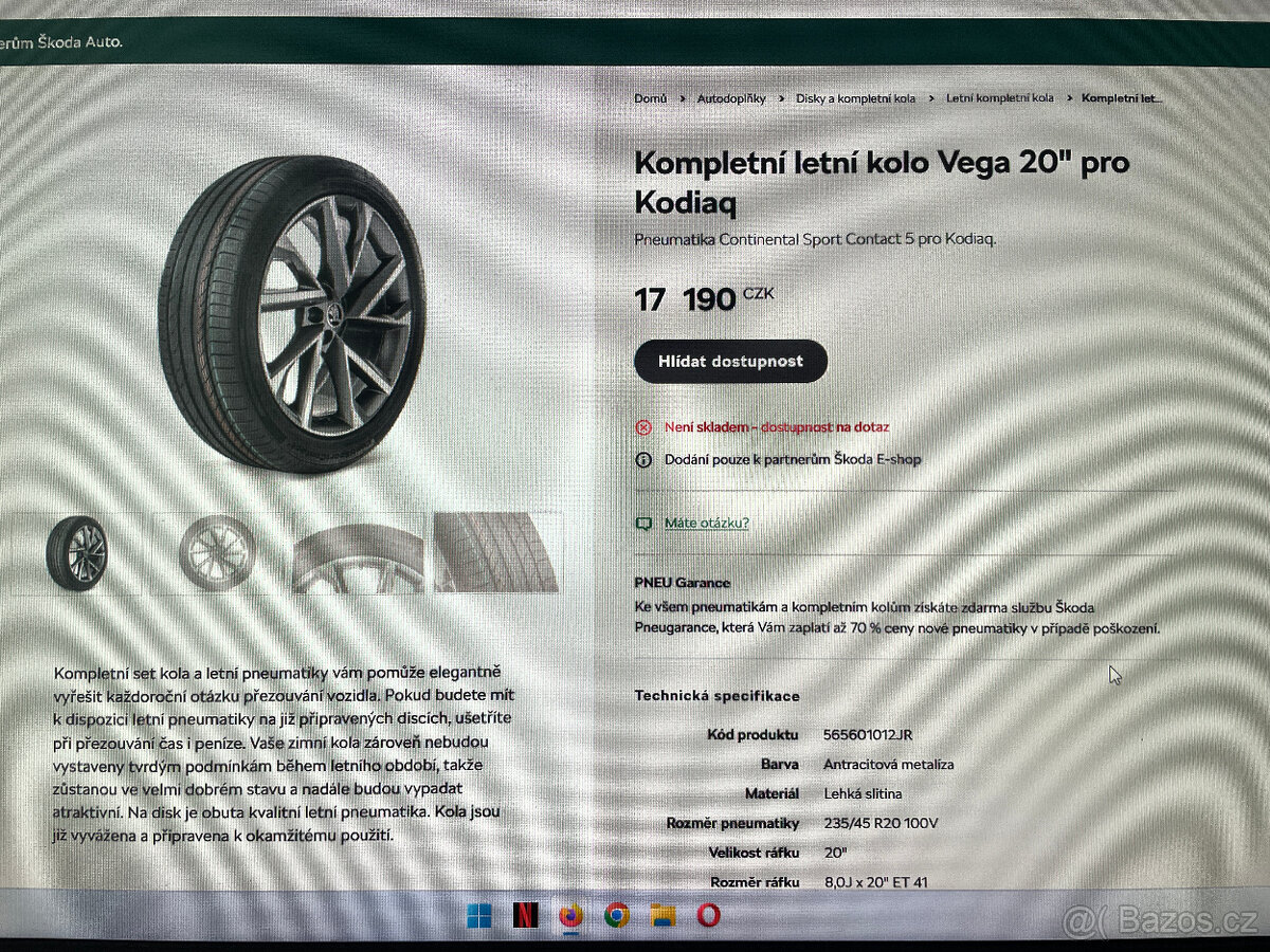 NOVÁ ALU R20 ŠKODA KODIAQ TYP VEGA 235/45 R20 100V DOT1124