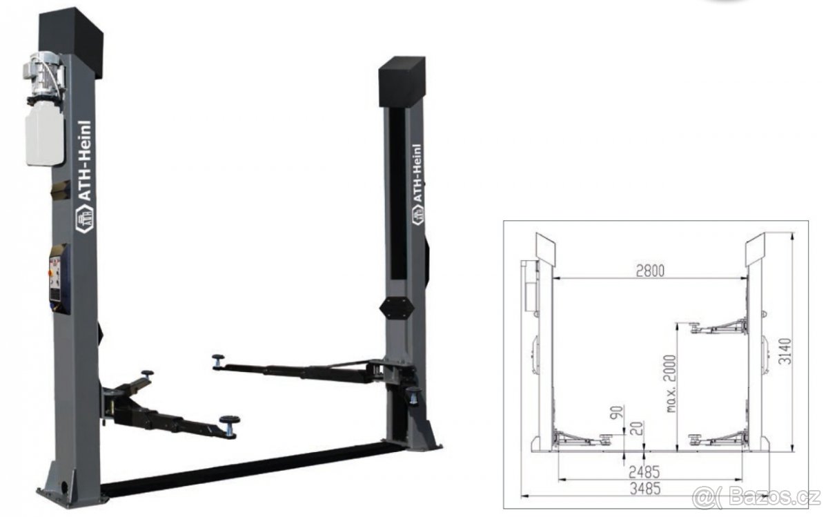 Zvedák dvousloupový 3.500kg- automt,ZÁRUKA