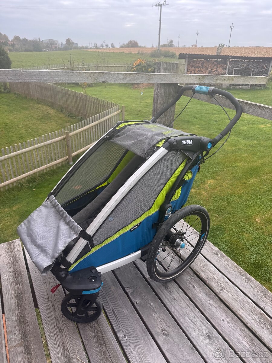 Thule chariot sport 1, chartreuse + běžecký set + kolo atd