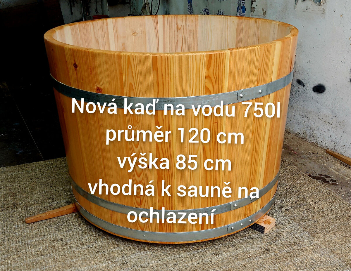 Nová káď na vodu 750l vhodná k sauně na ochlazení.