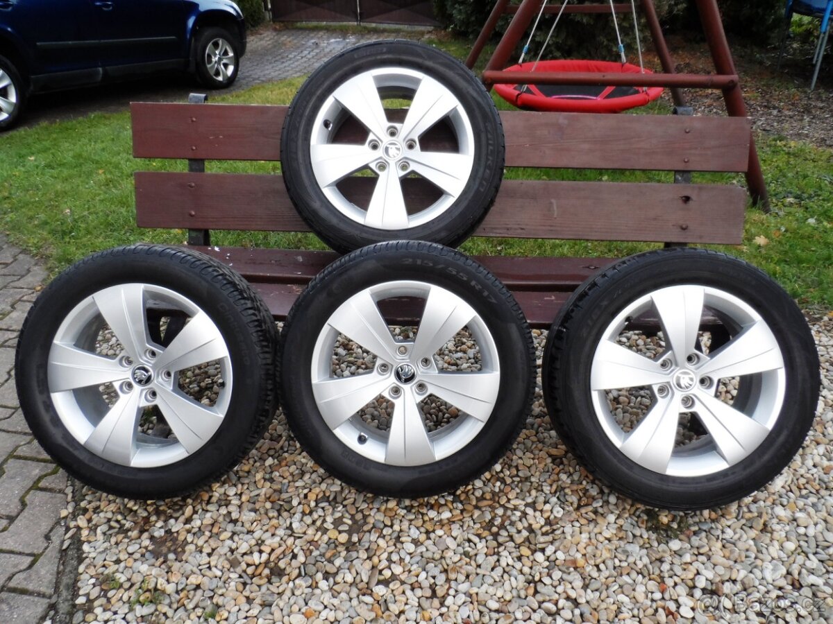 Originál Alu Kola Škoda17 Pneu Letní Pirelli 215/55/17 5X112