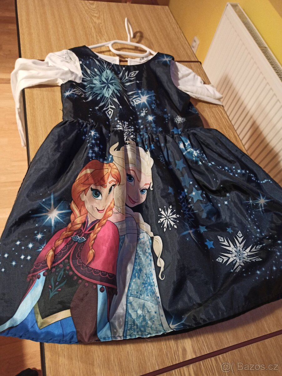 Dívčí značkový set šaty Frozen + halenka vel 122/128