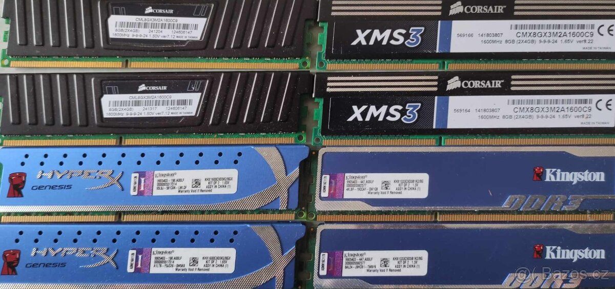 6ks RAM 4GB DDR3 1600 CL9 XMP + 4ks 4GB DDR3 1333