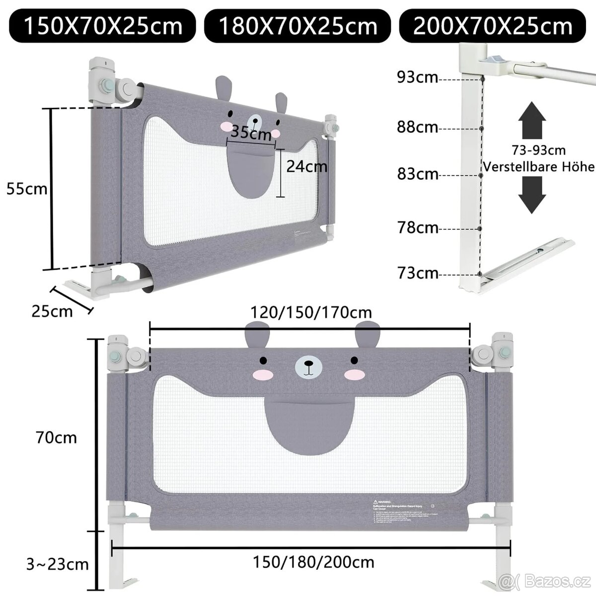 Dětská zábrana na postel 2ks (150 cm a 180 cm)