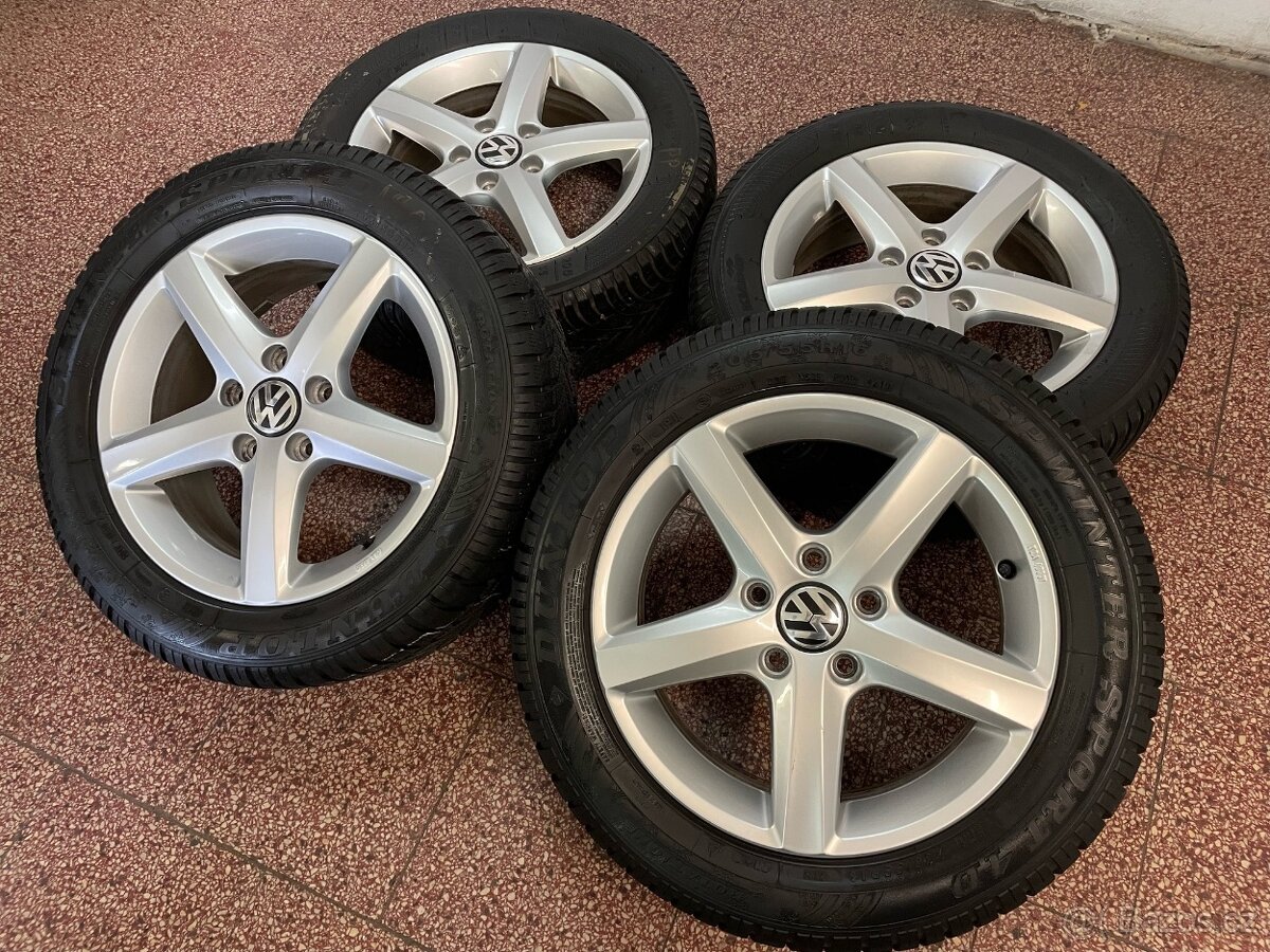 Originál Volkswagen ALU kola 5x112 r16 zimní pneu 8mm