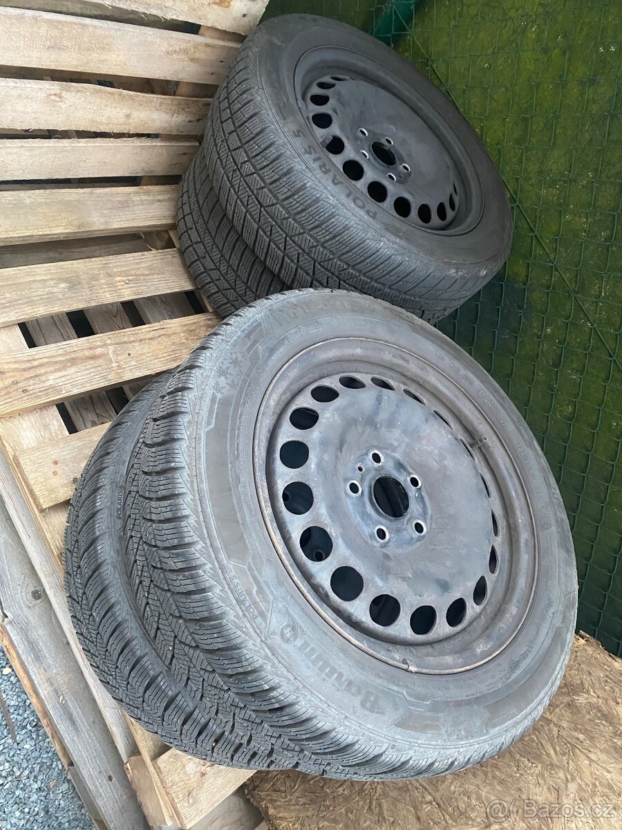 Plechové disky 16” 5x112 a zimní pneu 205/55/R16