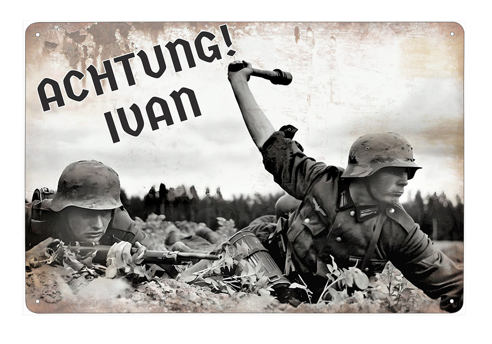 plechová cedule: ACHTUNG IVAN