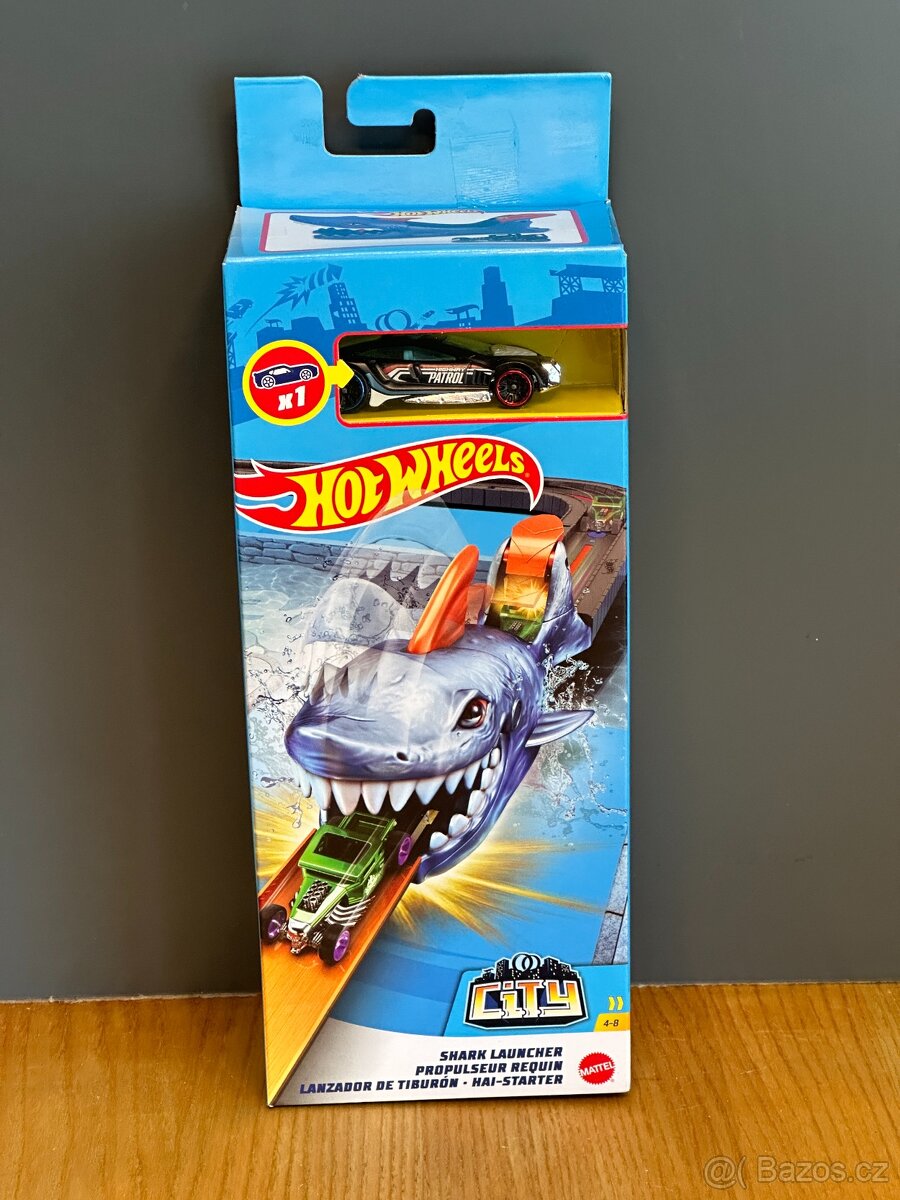 Hot Wheels City Shark Launcher + autíčko, NOVÉ, sleva 40 %