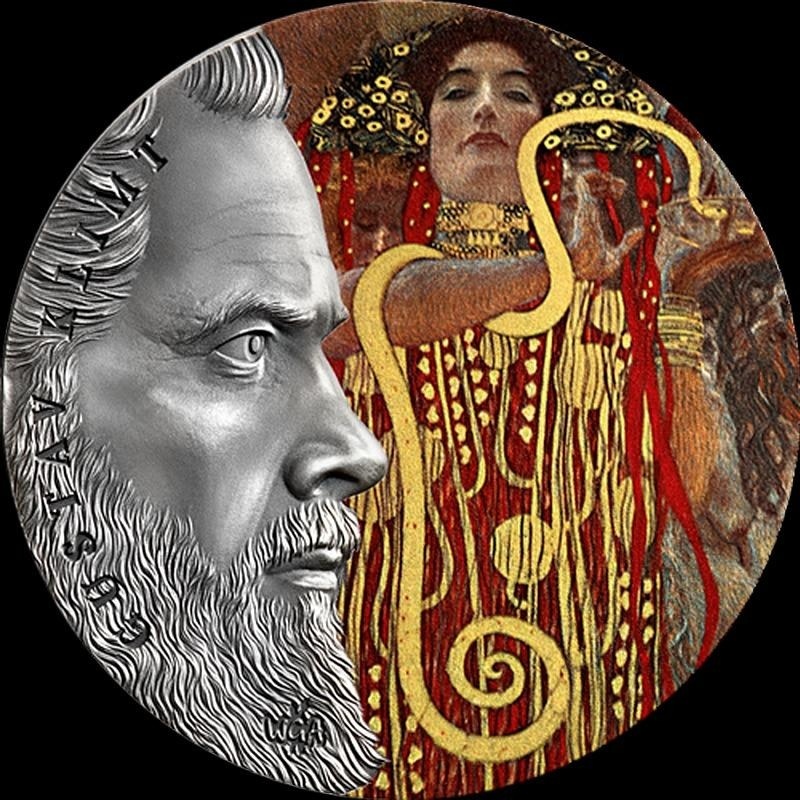 GUSTAV KLIMT - 2 oz stříbrná mince 10 Cedis Ghana 2020, UNC