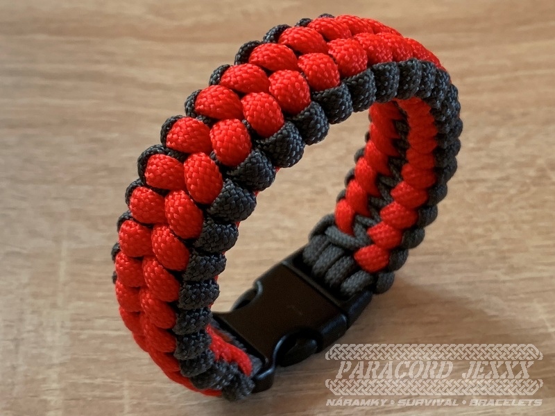 PARACORD NÁRAMEK (18 CM) ČERVENOŠEDÝ