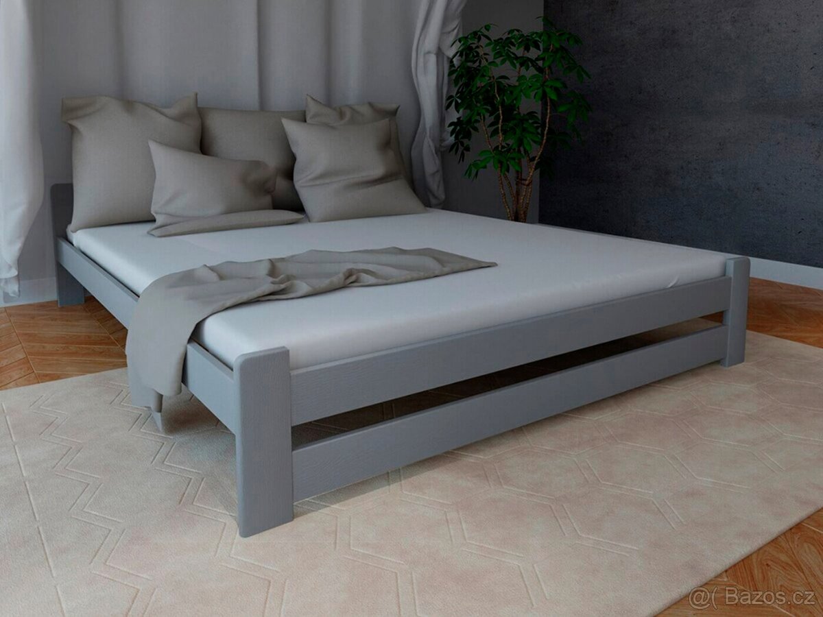 NOVÁ postel borovice šedá 160x200 cm + rošt