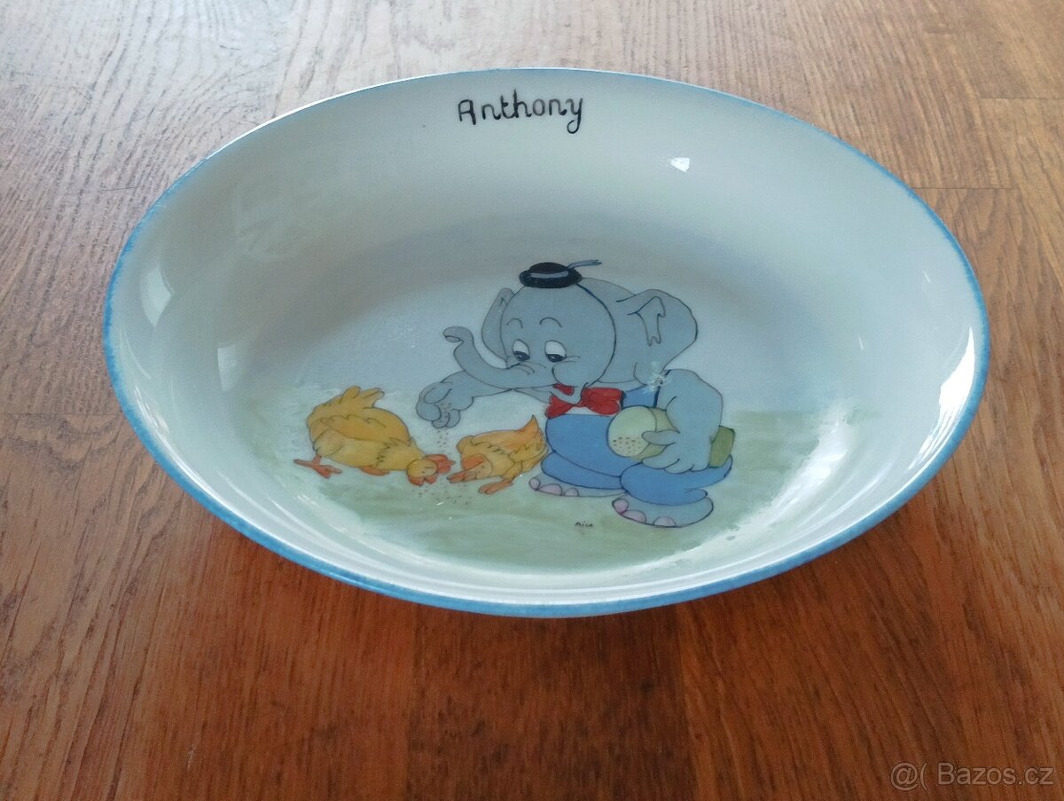 VINTAGE DĚTSKÝ PORCELÁNOVÝ TALÍŘ LIMOGES FRANCIE