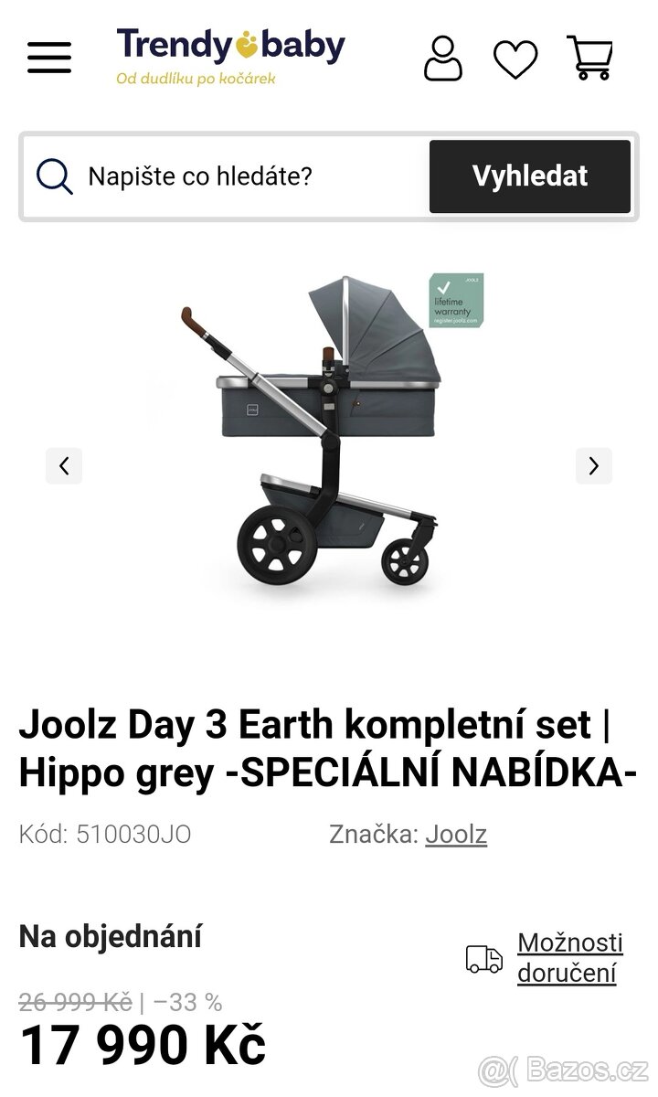 Joolz earth 3 Hippo grey T ebi Bazo .cz