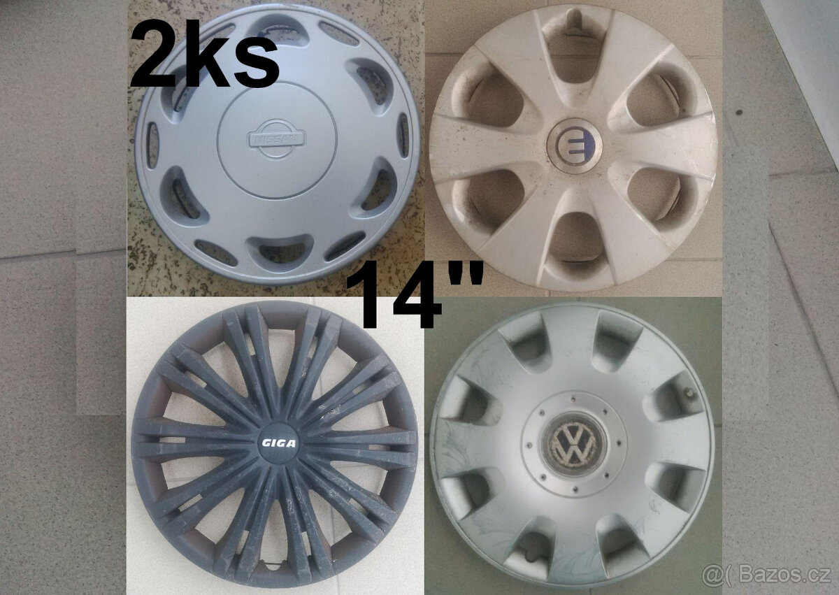 Poklice Nissan 14" 2ks, po 1ks: E Majer + Giga + Volkswagen