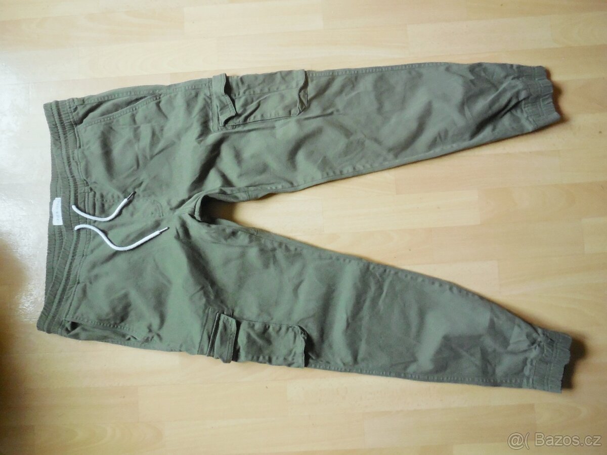 pánské Pier.One khaki kalhoty joggers guma elast. 36/L-XL